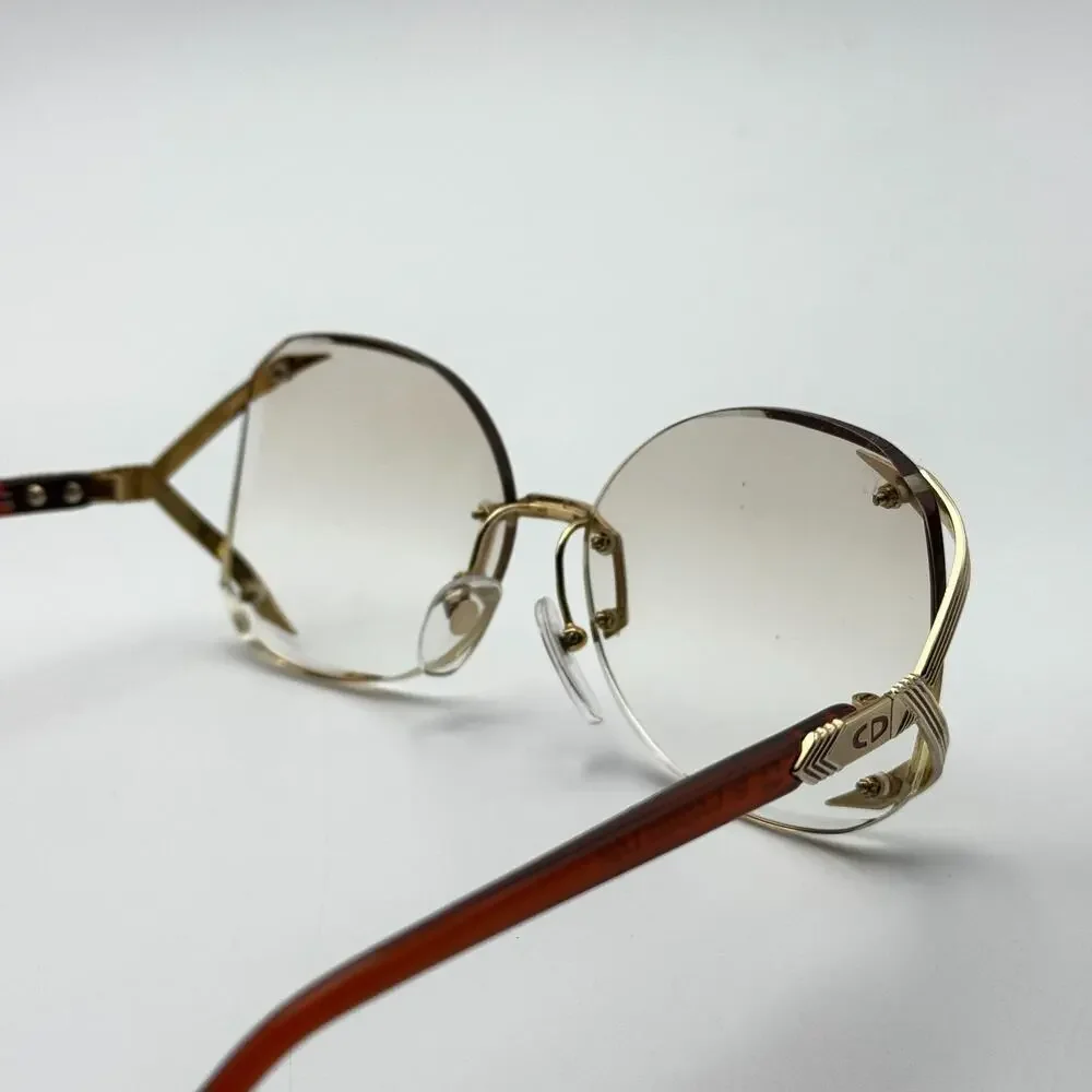 Christian Dior Sunglasses 2289 43 Gold Butterfly Rimless Vintage 61-16-120